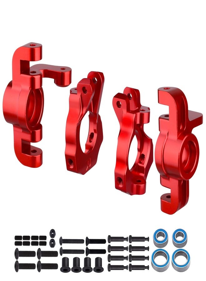 FriHobby Aluminum Front Spindle and Carrier Set for 1/10 Losi Tenacity All: Steering Knuckles & C-Hubs for Tenacity TT Pro 4WD SCT/DB Pro Lasernut U4 Upgrades, Replaces LOS234018 (Red) - Image 1